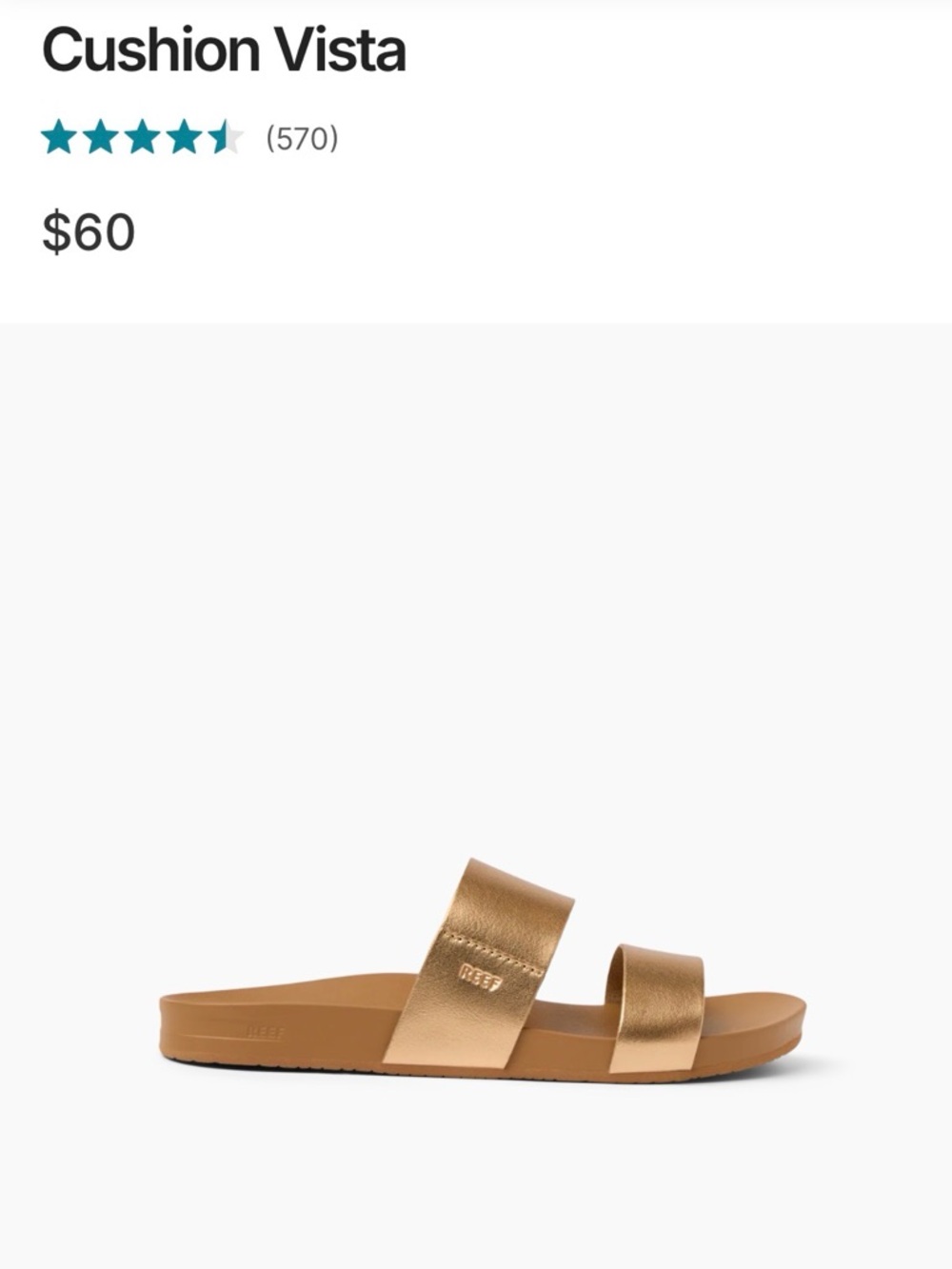Reef Cushion Vista Slide Sandal - Metallic Gold/Tan